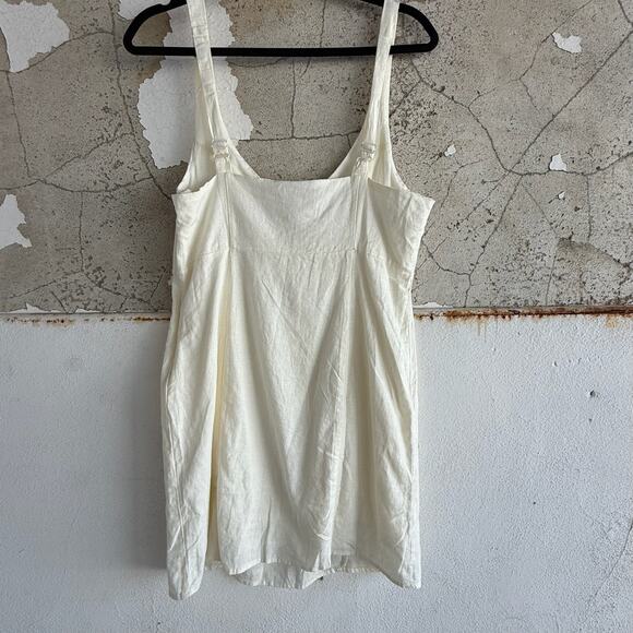 Minimalist Linen Blend Beige Mini Dress Cotton On Adjustable Straps Size S NWT - Picture 8 of 10